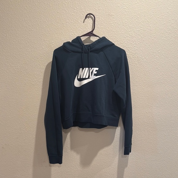 Nike Blue Cropped Long Sleeve Hoodie - Picture 1 of 3